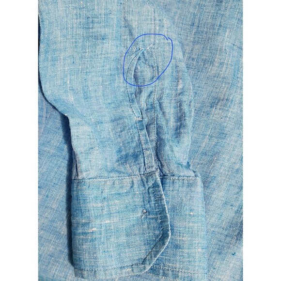 Men's Linen Button-Down Shirt Made in Italy Heather Blue Long Sleeve Size XXL - Picture 10 of 10